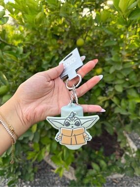 Star Wars Grogu Silicone Keychain hand sanitizer holder - Mint & Tan